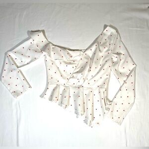 Nasty Gal Cream Blouse with Red Polka Dots